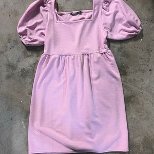 Nasty Gal pink puff sleeve smock dress
